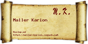 Maller Karion névjegykártya